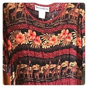 Safari Giraffe/floral print midi dress.